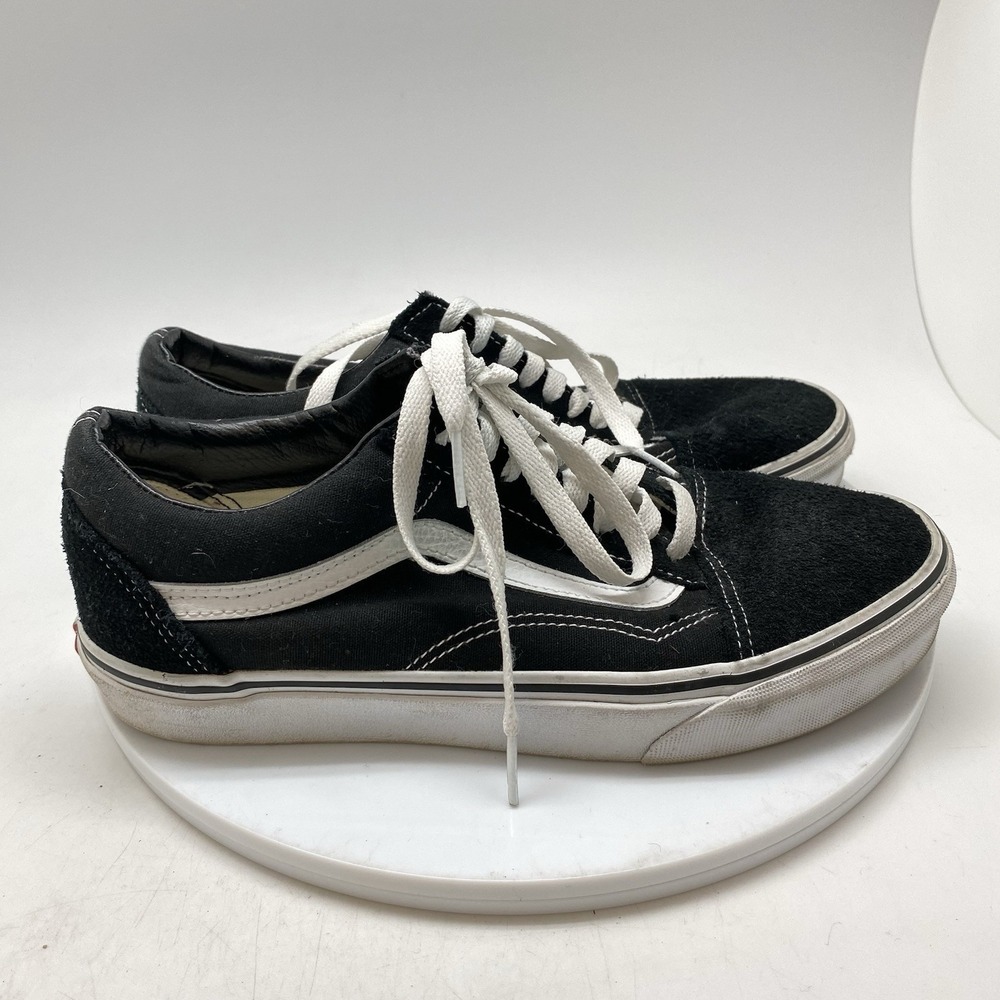 Vans Old‎ Skool Mens 7.5 Black Athletic Skate Walking Shoes Sneakers 721356
